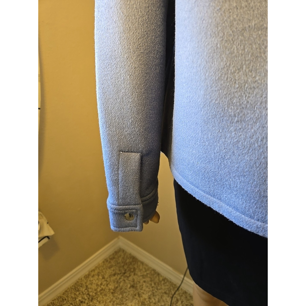 Joie Women's Light Blue Woold Blend Full Zip Flap Pocket Hip Length Coat Large - Picture 7 of 9